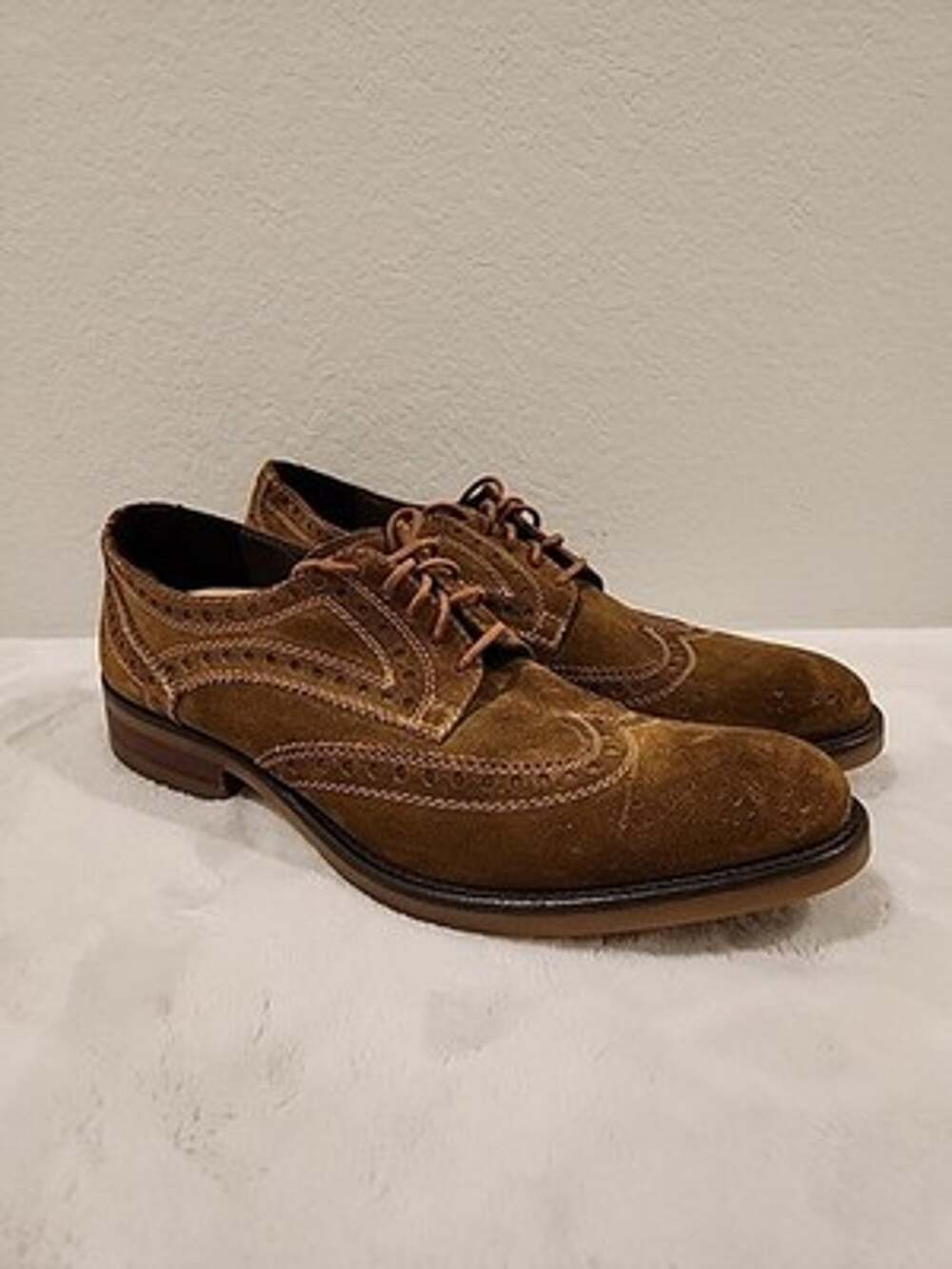 DONALD PLINER Size 9 EMERI SUEDE/SAND WASHED CANVAS Brown Dress Shoes